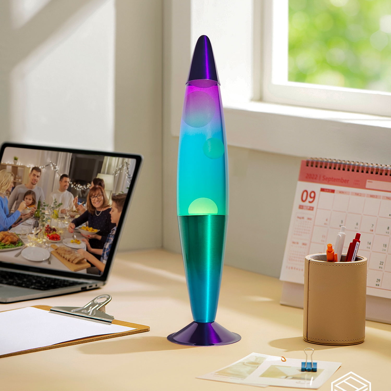 Libubow 16 inches Rainbow Motion Lava Lamp, Clear Liquid
