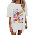 thumbnail image 2 of Sakmal Women'S Tops Short Sleeve White Crew Neck Loose Fit Graphic Tunic Womens Blouses, 2 of 7