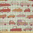 thumbnail image 2 of Ambesonne Car Fabric by the Yard Microfiber, Simplistic Automobiles Pattern, 3 Yards, Pale Salmon and Vermilion, 2 of 2