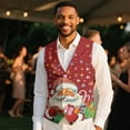 thumbnail image 4 of Yuyamidu Santa Claus Men's Suit Vest for Wedding Prom Business Formal Dress Waistcoat Vest with 3 Pockets Red Christmas V-Neck Vests Size S, 4 of 7