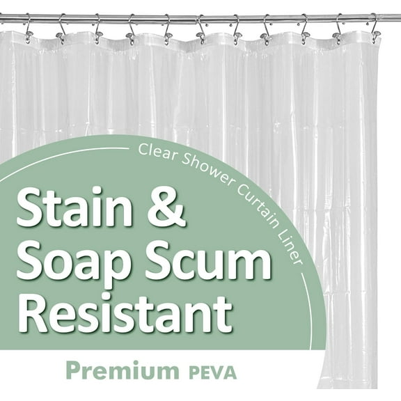 Plastic Shower Liner Clear - Premium PEVA Shower Curtain Liner with Rustproof Grommets and 3 Magnets, Waterproof Cute Lightweight Standard Size Bathroom Curtains - Clear 72"W x 72"L  ﻿