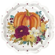 The Pioneer Woman Multi-color Circular Floral Pumpkin Thanksgiving Paper Dessert Plates Party Supply Sets, (36 Pieces) 8"