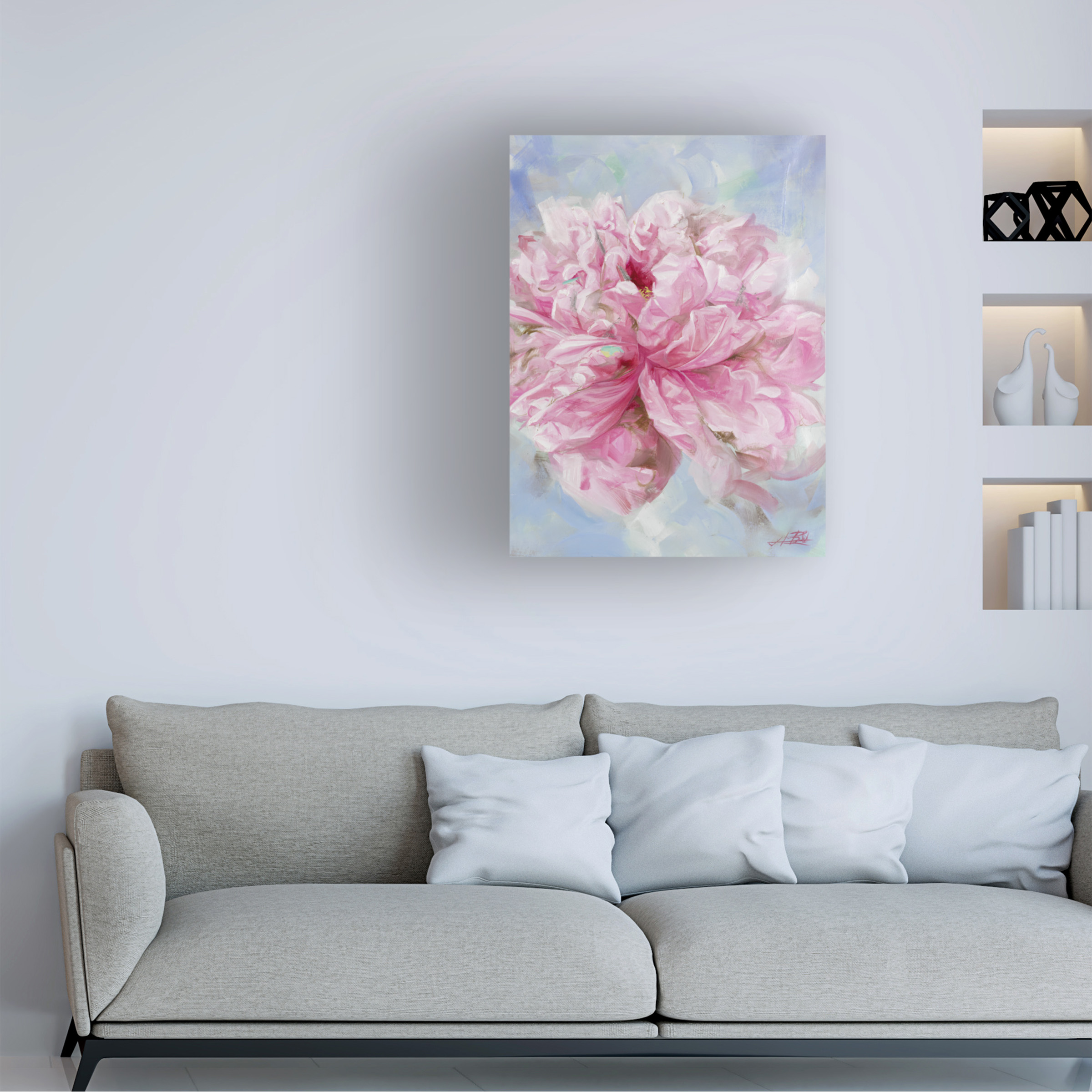 Li Bo 'Pink Peonie II' Canvas Art