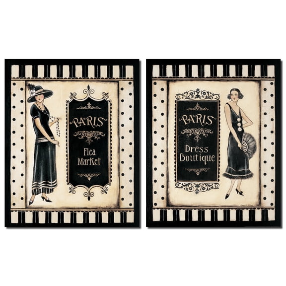 Retro Paris Dress Boutique and Flea Market Signs; Two 11X14 Poster Prints