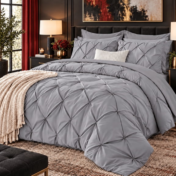 2Pcs Twin Pinch Pleat Comforter Set
