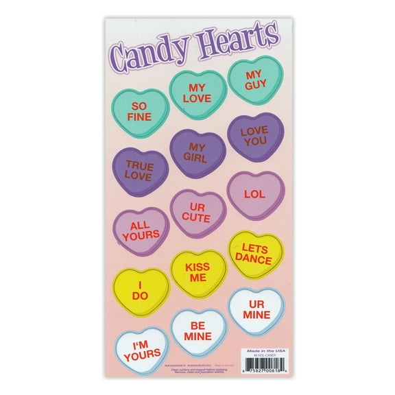 Magnet Variety Pack (15 Magnets) - Candy Hearts (Valentine's Day) - Refrigerators, Cars, Mailboxes, Decoration - 1.75" x 1.5" (Each Heart)