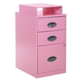 thumbnail image 1 of 3 Drawer Locking Metal File Cabinet w/ Top Shelf in Pink, 1 of 10