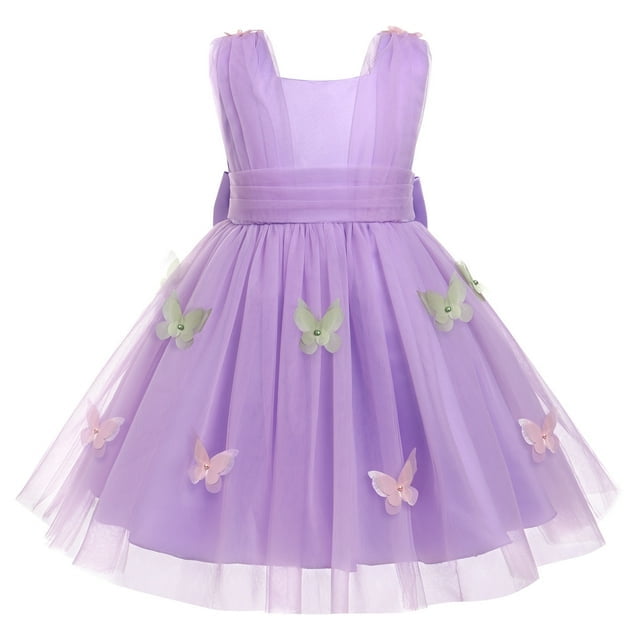 IBTOM CASTLE Robe de Fête d'Anniversaire pour Bébé Fille Butterfly Broderie Princesse Tulle Tutu Mariage Concours Soirée Bal Robe de Bal