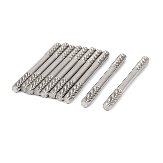 Unique Bargains M8 x 80mm Tige de Poussée Réglable Serrée Double Extrémité Tige Argentée 10 Pcs