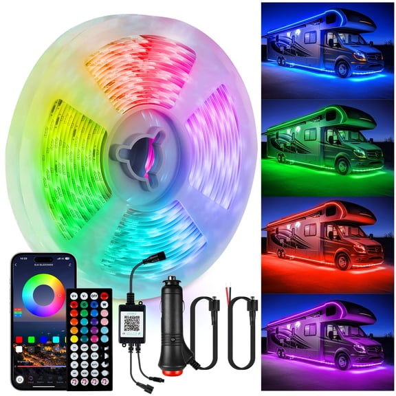 DOLIZU 20ft RGB LED Strip Lights, App & Remote Control, Music Sync, 5050 Color Changing for Bedroom, Room, RV Decor