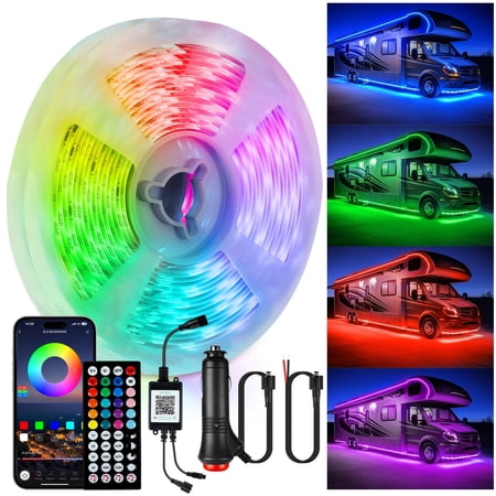 DOLIZU 20ft RGB LED Strip Lights, App & Remote Control, Music Sync, 5050 Color Changing for Bedroom, Room, RV Decor