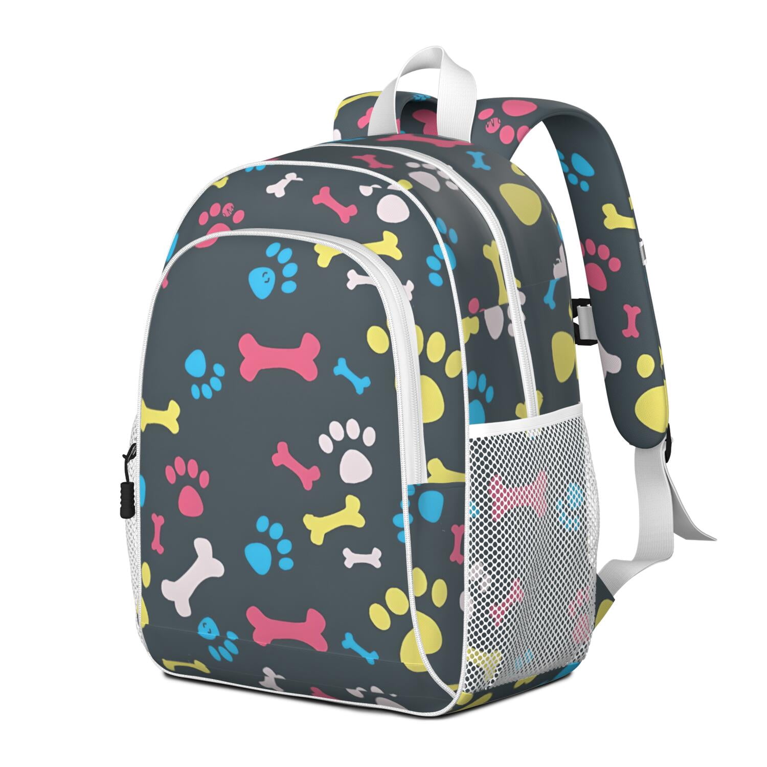 Cool Pet Background Dog Paw Backpack for School,Cute School Bag,Schoolbag with Adjustable Shoulder Straps & Padded Back,15"x11.42"x5.5"