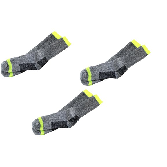 3 Pairs of Men's Heavy Duty Work Socks – Reinforced Heel & Toe, Anatomical Heel Design, Comfort Toe Seams, Stay-Up Bands – Durable Poly Cotton Blend