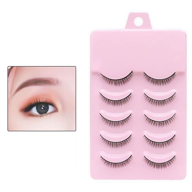 5 uds pestañas postizas 8mm pestañas postizas cortas de visón agrandar los ojos ajuste perfecto Natural extensiones de fibra Artificial pestañas postizas herramientas de maquillaje para mujeres 5 uds