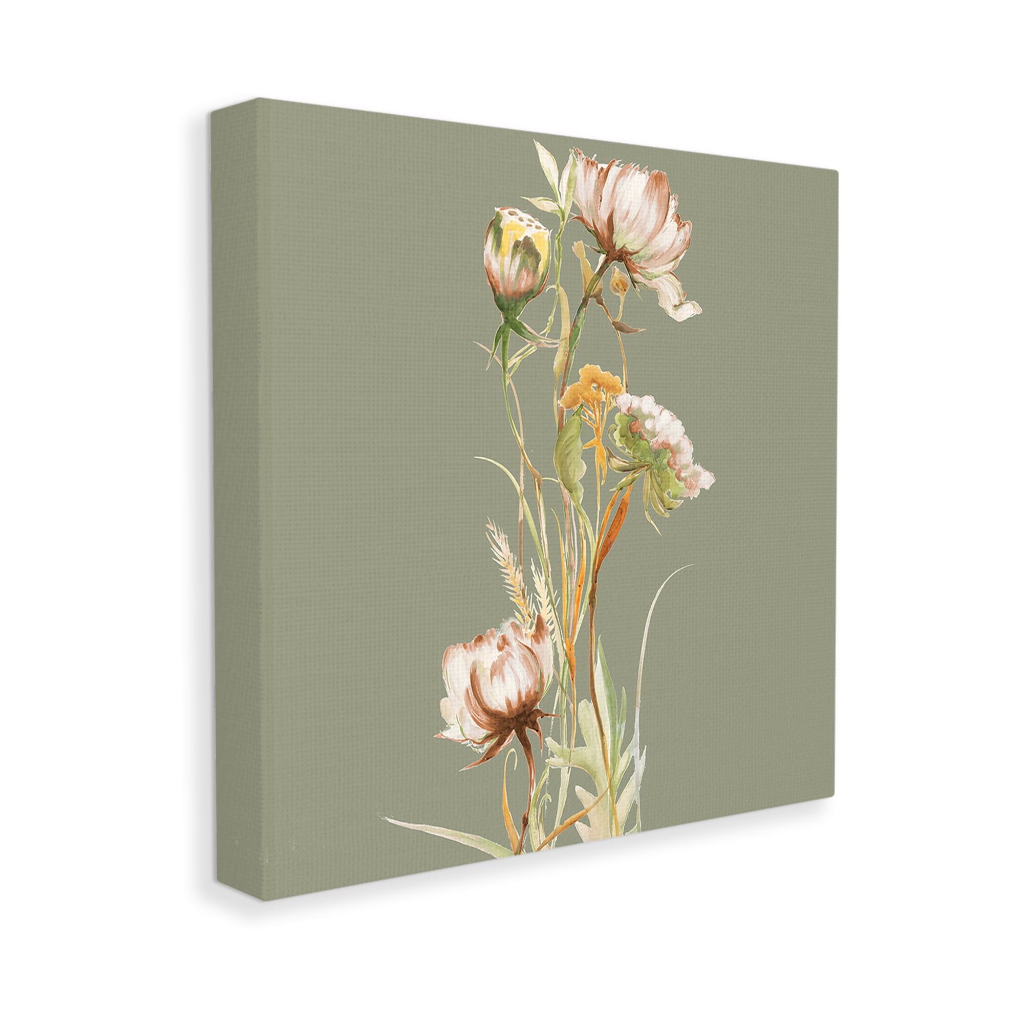 Stupell Industries Cottage Blooms on Green Botanical & Floral Painting Gallery Wrapped Canvas Art Print Wall Art, 36 x 36