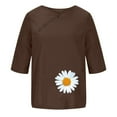 thumbnail image 4 of Blusas de Manga Corta para las Mujeres Impresas Cuello Redondo Camiseta Casual, Blusa de Algodón de Imitación para las Mujeres, 4 of 4