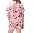 thumbnail image 3 of Pyjama pour Filles, Manches Courtes, Ensemble avec Imprimé Cœur, Doux et Décontracté pour l'Été, 3 of 4