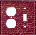 thumbnail image 4 of Metal Light Switch Plate Outlet Cover Elegant Burgundy Gold Letter Damask LET018, 4 of 13
