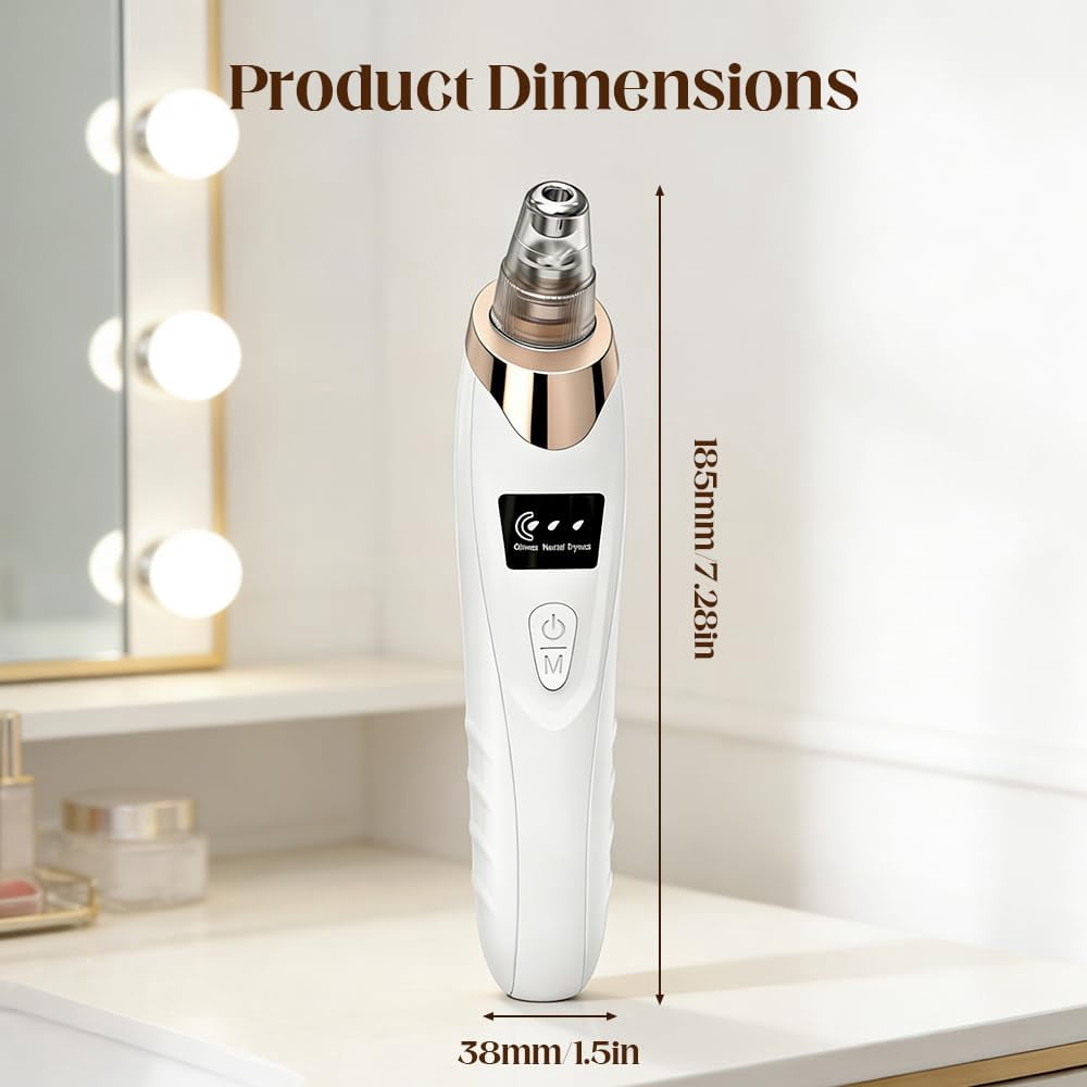 Rechargeable Blackhead Vacuum Pore Cleaner,Blackhead Remover Pore Vacuum,Facial Pore Cleaner,5 Suction Power, 5 Probes,USB Rechargeable Blackhead Vacuum Kit Electric Acne Extractor Tool for Adult