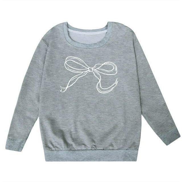 TIWEKE Sweat à Capuche Élégant pour Filles - Manches Longues Col Rond avec Nœud pour Confort et Mode, 7-8 Ans