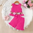 thumbnail image 5 of Amidoa Girls 2 Piece Outfits Summer Clothes Tank Top Sleeveless Solid Color Cute T-Shirt and Casual Shorts Kids Clothing Sets Hot Pink Size 1T, 5 of 9