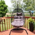 thumbnail image 5 of Sunnydaze Julia Polyethylene Wicker Egg Hanging Chair with Cushions and Stand, Gray, 5 of 9