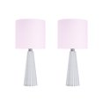 thumbnail image 1 of Grandview Gallery 16 Inch Glass Lamp w/ Light Pink Linen Shade, Set of 2, 1 of 8
