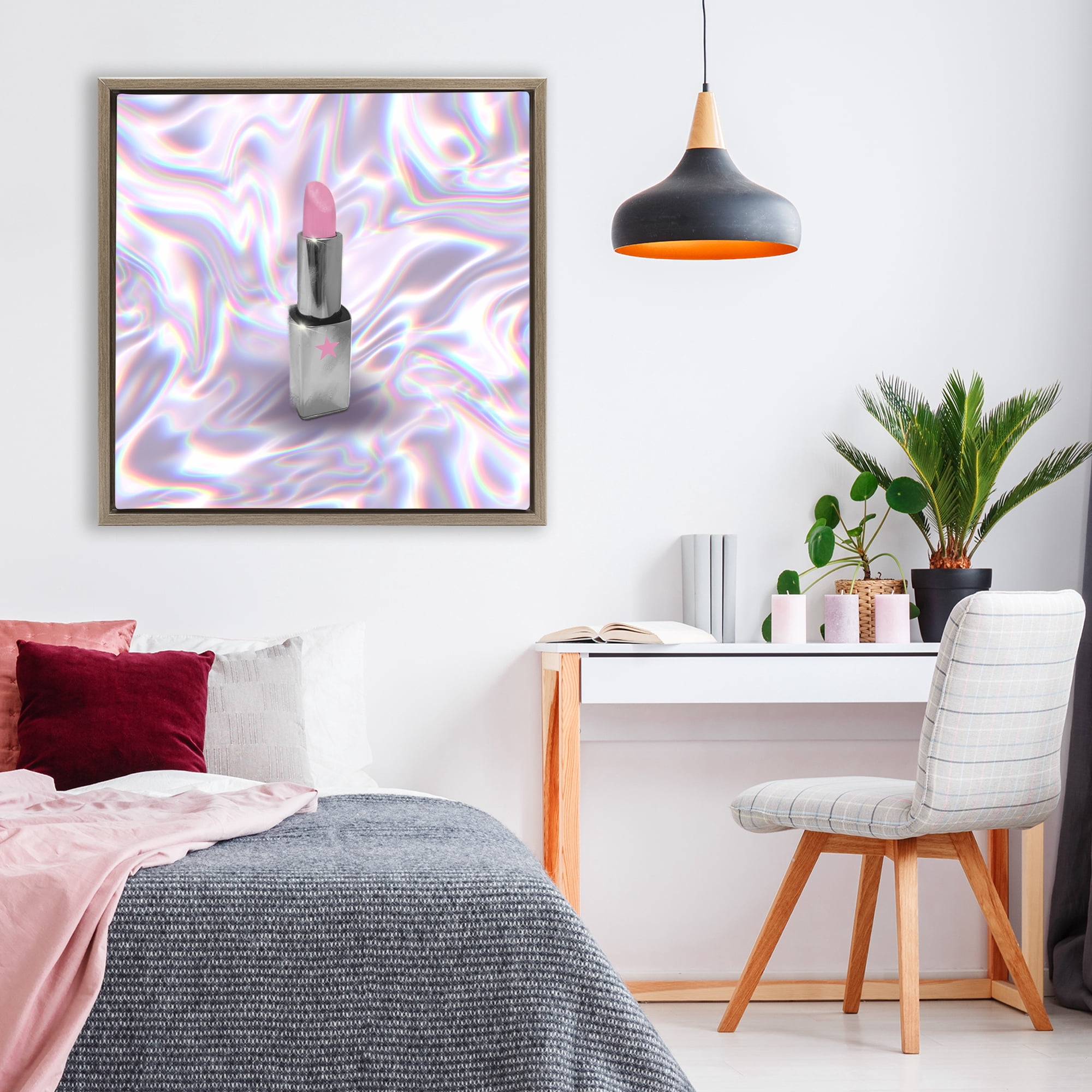 Stupell Industries Iridescent Icon Lipstick Brown Framed Floater Canvas Wall Art, design by Matthew Piotrowicz
