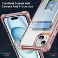 thumbnail image 3 of Design for iPhone 15 Case with Card Holder, Wallet Ring Holder Kickstand Case Clear Slim Four Corner Enhanced Protective Cover Anti-Scratch Shockproof Phone Card Case for iPhone 15, Pink, 3 of 8