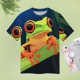 thumbnail image 4 of Frog on Leaf Print Womens Tops Women's Fashion Casual Short Sleeve Flower Print Round Neck Pullover Top Blouse, 4 of 7