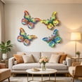 thumbnail image 6 of 4 Pack Metal Butterfly Wall Decor, Butterfly Wall Art Hanging Decoration, Waterproof Rustproof Ornament for Indoor Outdoor, Yard Patio Fence Garden Bedroom Living Room Home Decor, 6 of 7