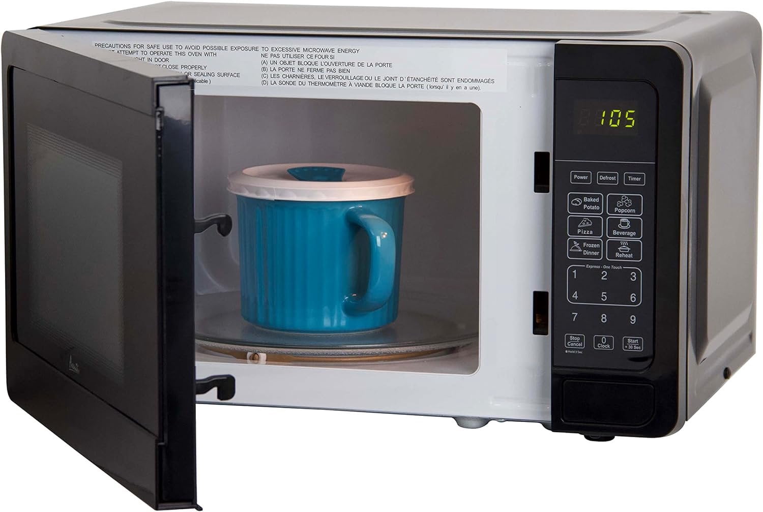 Avanti MT7V1B Microwave Oven 700-Watts Compact with 6 Pre Cooking Settings, Speed Defrost, Electronic Control Panel and Glass Turntable, Black