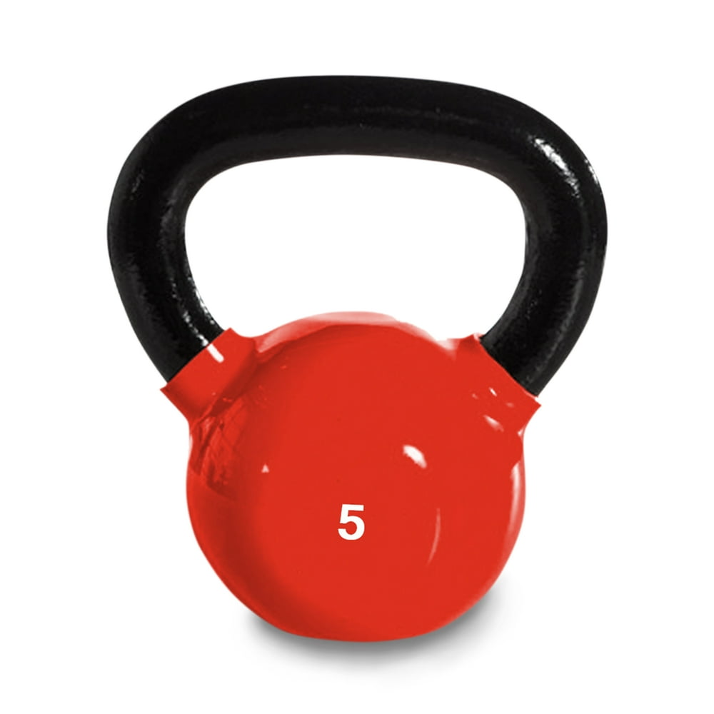 Harvil 5Pound Cast Iron Red Kettlebell Weight with Ergonomically