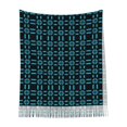 thumbnail image 2 of Women's Fashion Tassel Scarf, Blue Textured Pattern Long Shawl, Lightweight and Warm, 2 of 6
