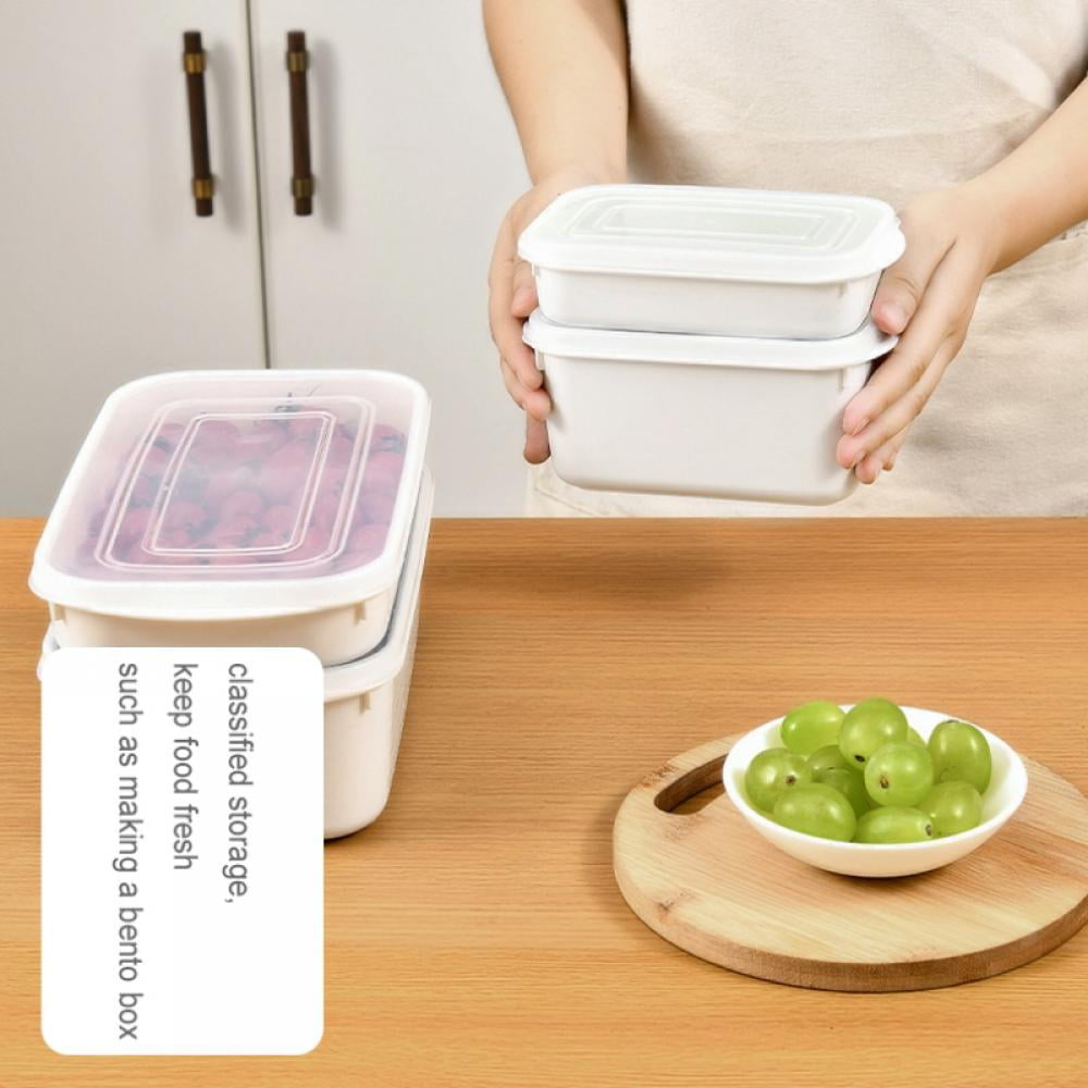 1pc 2500ml + 1pc 1500ml + 1pc 1000ml + 1pc 550ml Total 4pcs Blue Sealing  Round Refrigerator Food Storage Boxes, Kitchen Fridge Rectangular  Microwaveable Plastic Lunch Box, Fruit Container With Lid