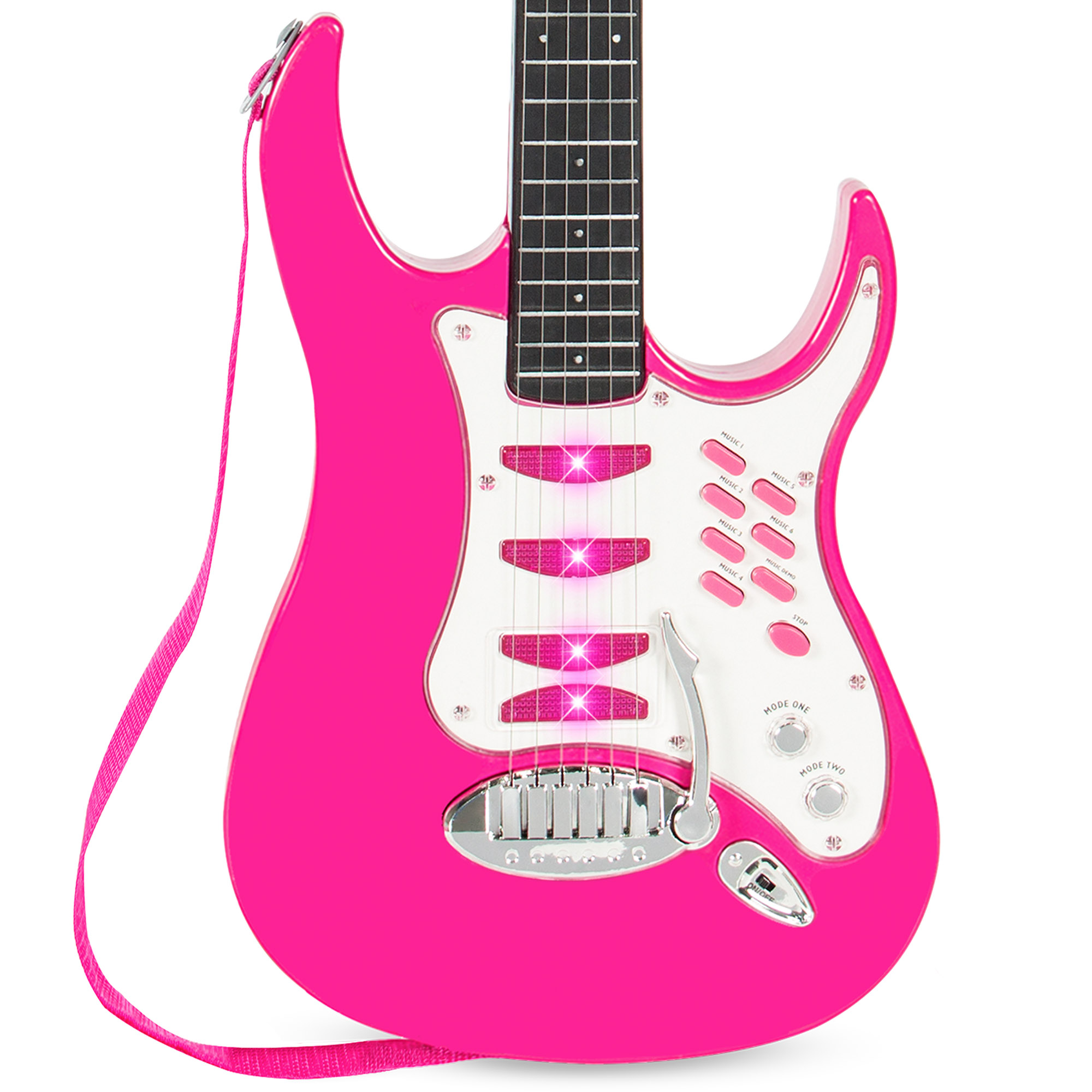 Best Choice Products Kids Electric Musical Guitar Toy Play Set w/ 6 Demo Songs, Whammy Bar, Microphone, Amp, AUX - Pink - image 4 of 7