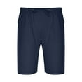 thumbnail image 2 of AKOEE Cotton Linen Shorts for Men Summer Plain Drawstring Elastic Waist Casual 7 Inch Shorts Loose Short Pant (3X-Large, Blue), 2 of 6