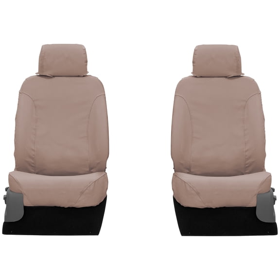 Covercraft Polycotton SeatSaver Custom Seat Covers for 2016-2023 Toyota Tacoma | SS2509PCTP | 1st Row Bucket Seats | Taupe