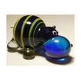 thumbnail image 2 of Handmade Blown Glass Art Figurine Small Blue & Yellow Striped Animal Hippopotamus HIPPO, 2 of 2