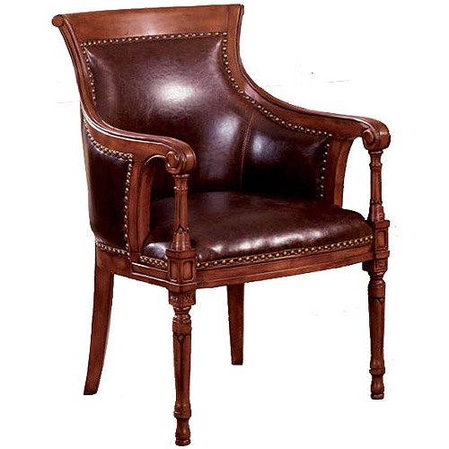 Kirklees Bonded Leather Accent Chair, Antique Oak/Distressed Black