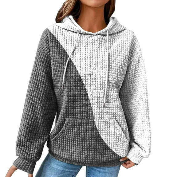 Long Sleeve Shirts for Women Winter Fall Comfy Hooded Puff Drop Shoulder with Pocket Graphic Hoodie Cotton Sweatshirts Hoodies(Light Gray,XXXXXL)
