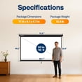 thumbnail image 4 of SPECSTAR 80 inch Manual Pull Down Projector Screen, 16:9 HD Retractable Projector Screens with Auto Locking for Movie Home Theater Cinema Office Video Game, Black(70Wx40H Inch Display Area), 4 of 9