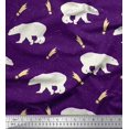 thumbnail image 1 of Soimoi Purple Heavy Satin Fabric Falling Star & Polar Bear Animal Print Sewing Fabric Yard 54 Inch Wide, 1 of 3