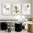 thumbnail image 2 of 3 Pieces Frameless Abstract Golden Flower Home Decor Luxury Canvas Painting Wall Art Poster and Print Nordic Living Room Art Design, Frameless, 2 of 8