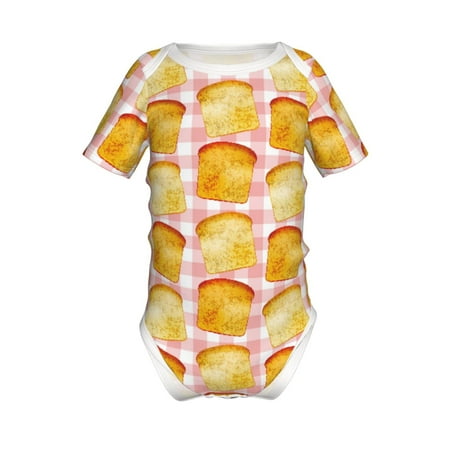 

Lukts Tasty Toasts Print Baby Short Sleeve Romper Onesie for Newborn Baby Boys and Girls-18 Months
