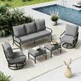 thumbnail image 6 of AMOPATIO 5-Piece Oversized Outdoor Sectional Set - 2 Swivel Chairs, 2 Ottomans & 3-Seat Sofa with Thick Cushions -Metal Patio Furniture for Backyard, Poolside-Gray, 6 of 6