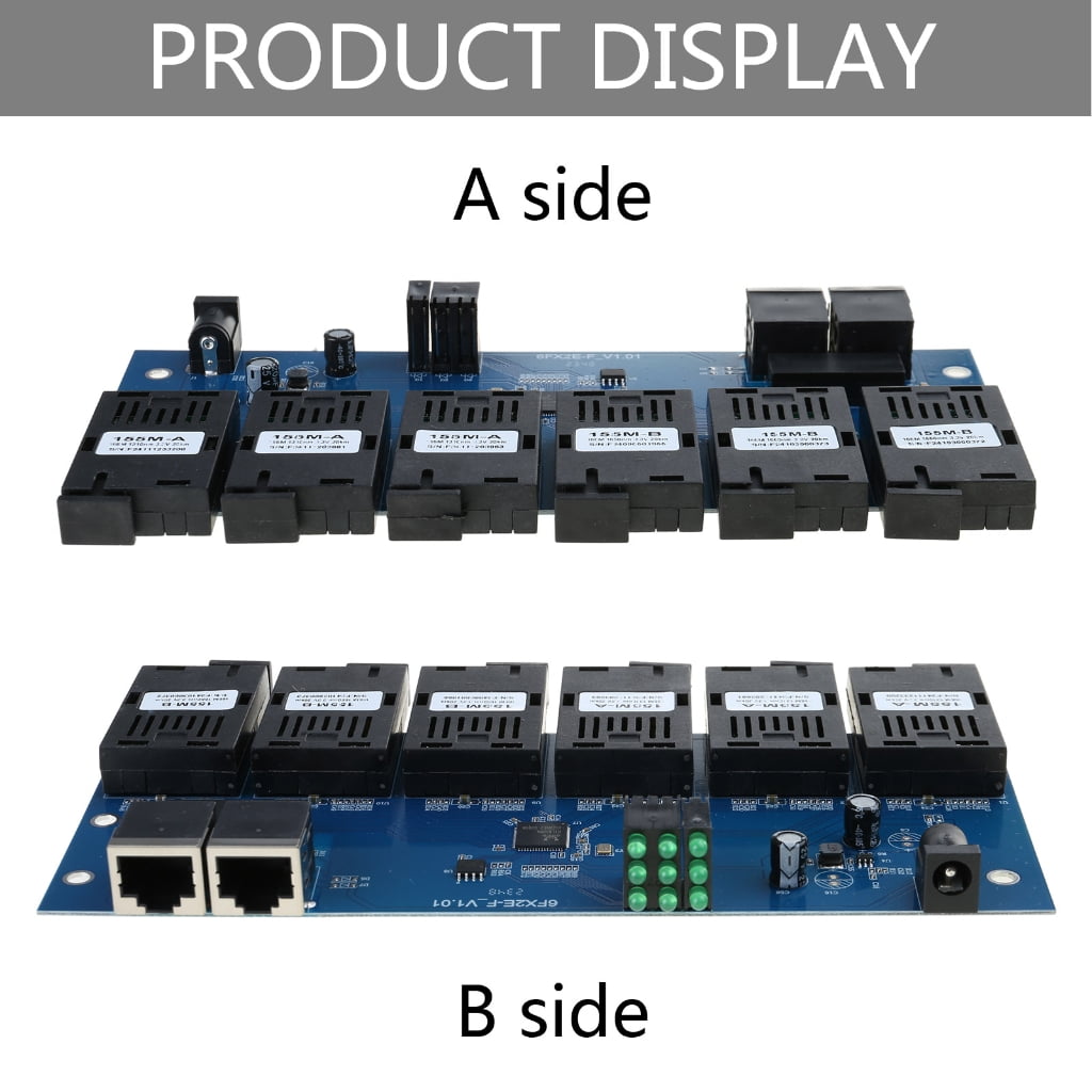 Ethernet Switches 100M Fiber Optics Media Converter 2 to 6SC Optics Connector 1310nm/1550nm Port PCBA Board 20KM