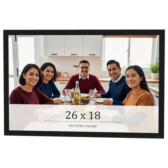 26x18 Frame Black Real Wood Picture Frame Width 0.75 inches | Interior Frame Depth 0.5 inches |