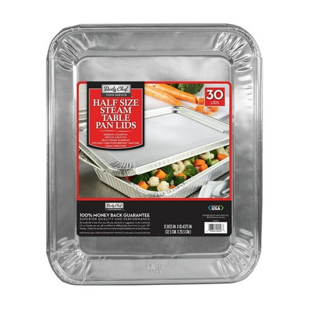 Daily Chef Aluminum Half Steam Table Pan Lids, 30 Ct