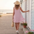 thumbnail image 7 of Women's Vertical Striped Dress, Casual Sleeveless Zip-up V Neck Mini Dress, Ruffle Hem Shift Summer Sundress with Pockets, 7 of 7